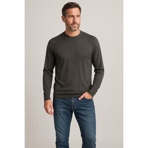 Men’s Norm Thompson 100% Silk Long Sleeve Knit Shirt XLG Gray Minimalist Light